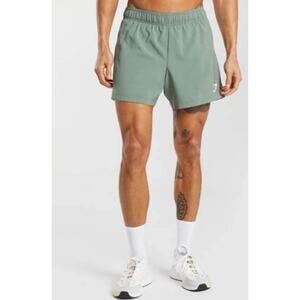 Gymshark 5" 2 in 1 Shorts Mens XXL Green Lined Athleisure Gym Breathable Pockets